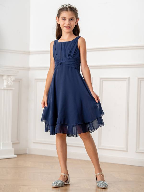 Toddler/Kids Girls Chiffon Knotted Waist Party Dress thumb