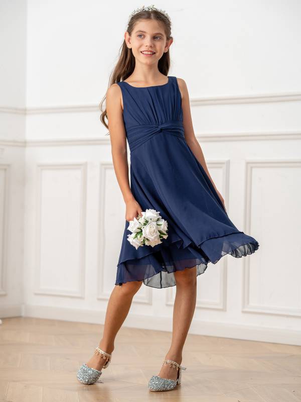 Toddler/Kids Girls Chiffon Knotted Waist Party Dress thumb