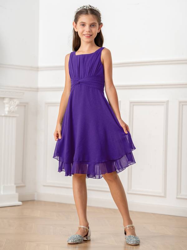 Toddler/Kids Girls Chiffon Knotted Waist Party Dress thumb