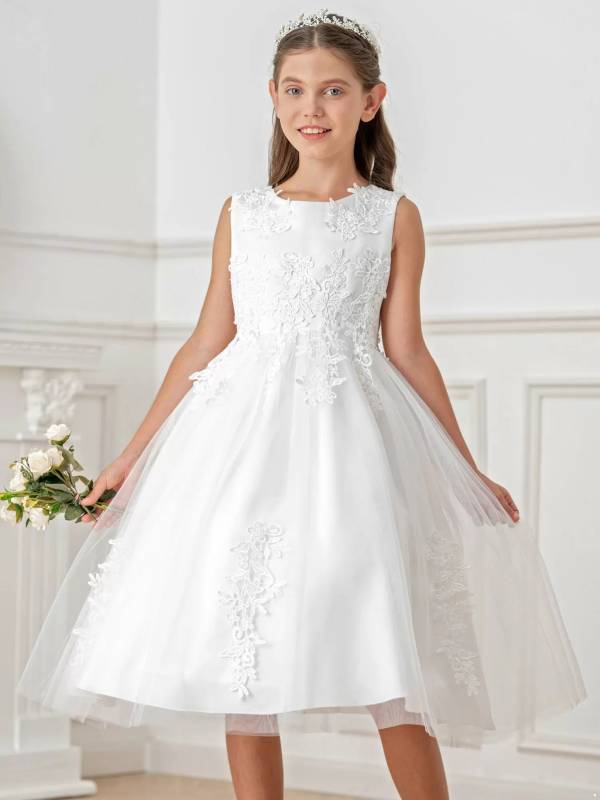 Toddler/Kids Girls A Line Tea Length Party Dresses thumb