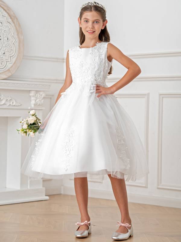 Toddler/Kids Girls A Line Tea Length Party Dresses thumb