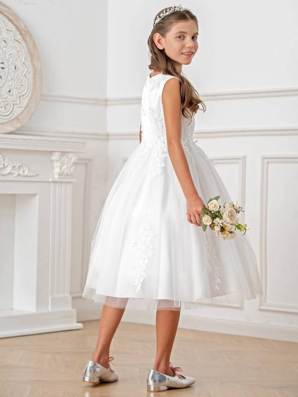Toddler/Kids Girls A Line Tea Length Party Dresses thumb