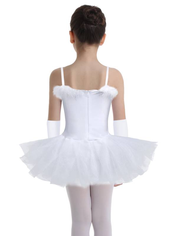 Kids Girls Sequined Beads Ballet Dance Tutu Dress with Gloves Hair Clip thumb