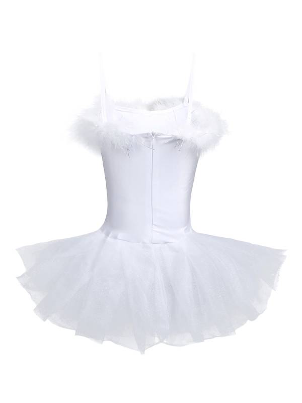 Kids Girls Sequined Beads Ballet Dance Tutu Dress with Gloves Hair Clip thumb