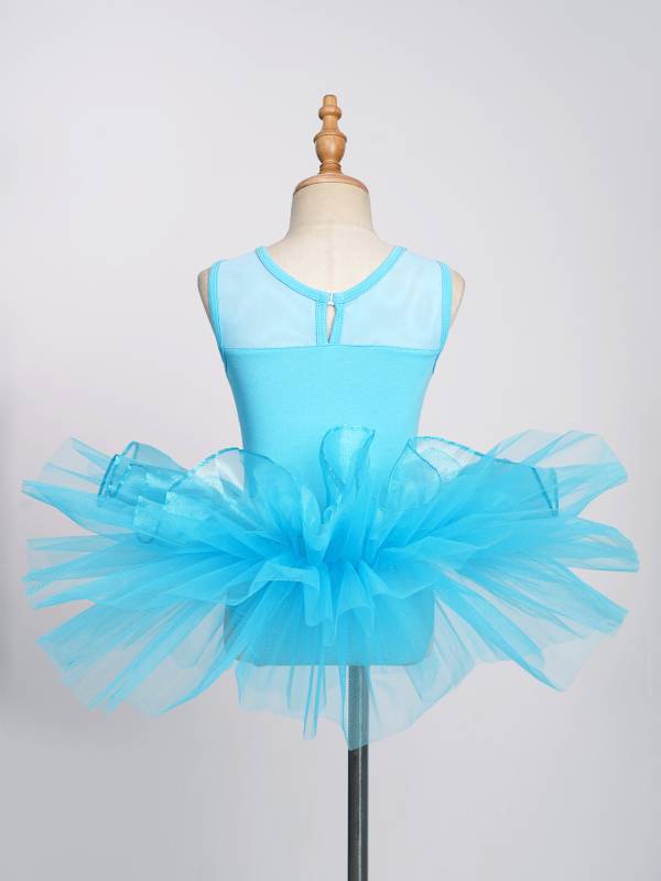 Girls Sleeveless Sequins Ballet Dance Gymnastics Leotard Dress thumb