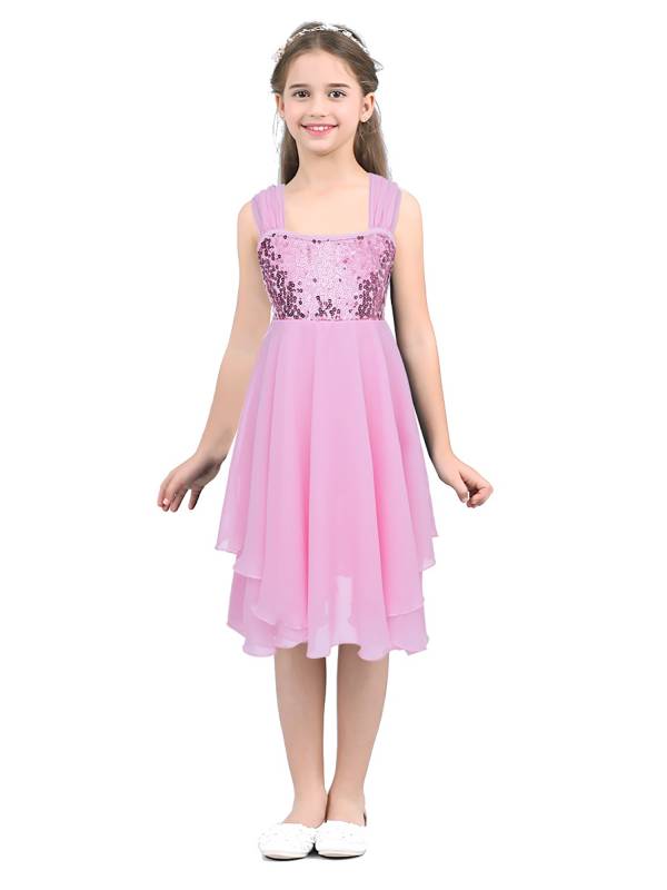 Kids Girls Chiffon Sequins Ballet Dance Leotard Dress thumb