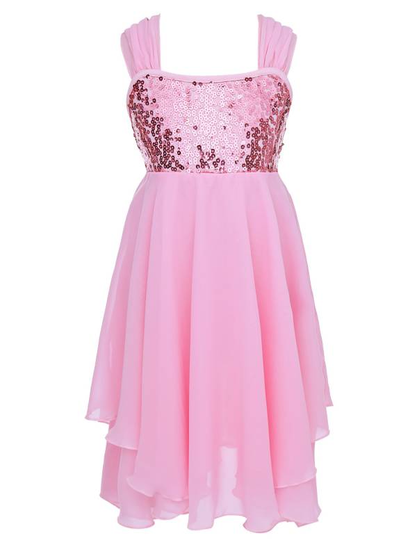 Kids Girls Chiffon Sequins Ballet Dance Leotard Dress thumb