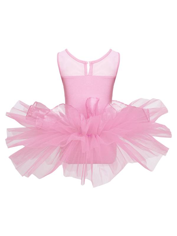 Girls Sleeveless Sequins Ballet Dance Gymnastics Leotard Dress thumb