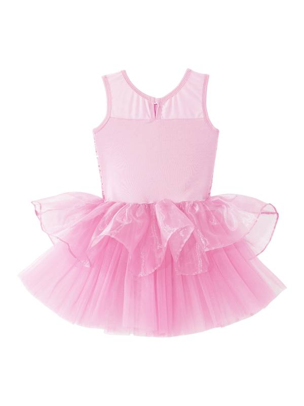 Girls Sleeveless Sequins Ballet Dance Gymnastics Leotard Dress thumb
