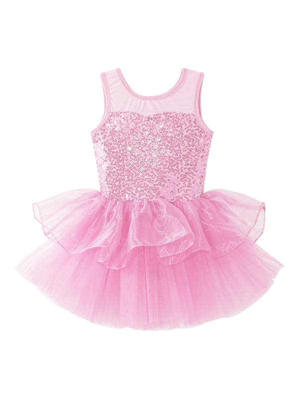 Girls Sleeveless Sequins Ballet Dance Gymnastics Leotard Dress thumb
