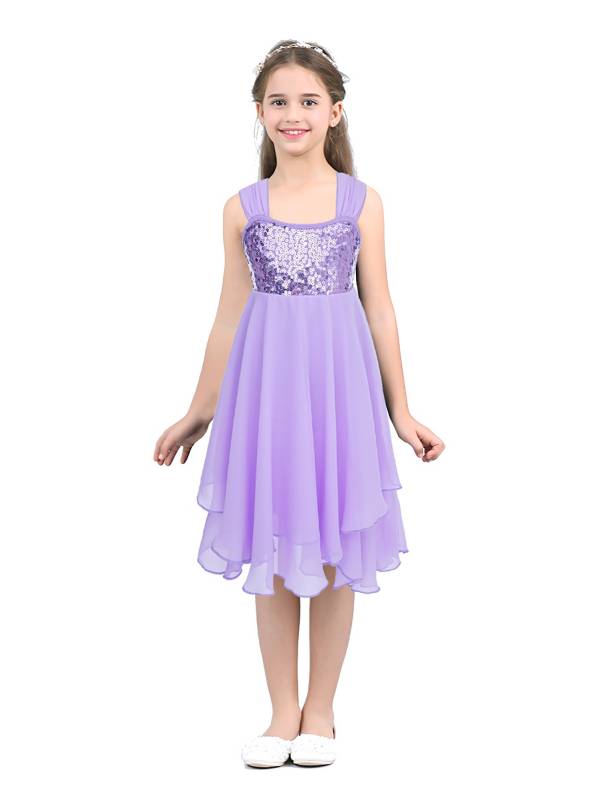 Kids Girls Chiffon Sequins Ballet Dance Leotard Dress thumb
