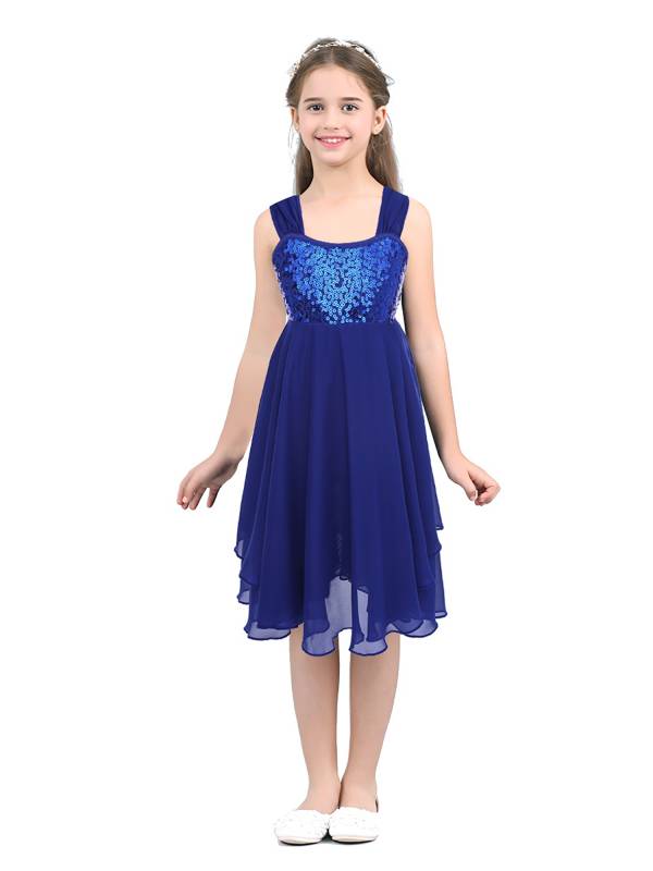 Kids Girls Chiffon Sequins Ballet Dance Leotard Dress thumb