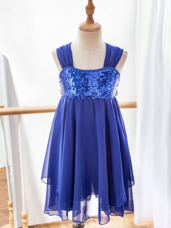 Kids Girls Chiffon Sequins Ballet Dance Leotard Dress thumb