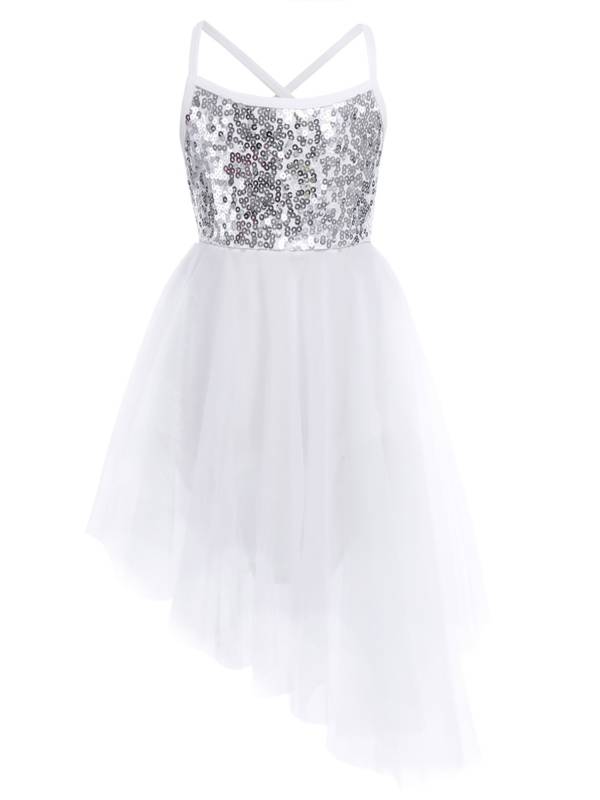 Kids Girls Sequins Tulle Ballet Dance Gymnastics Leotard Dress thumb