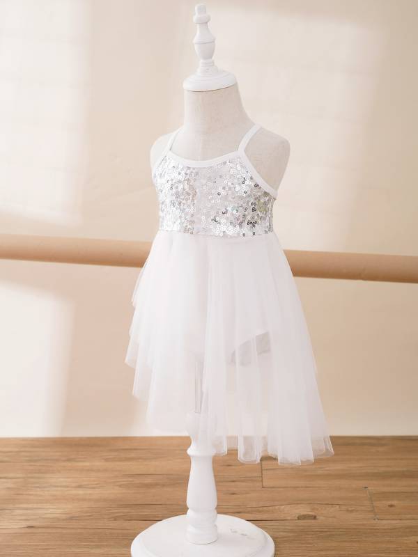 Kids Girls Sequins Tulle Ballet Dance Gymnastics Leotard Dress thumb