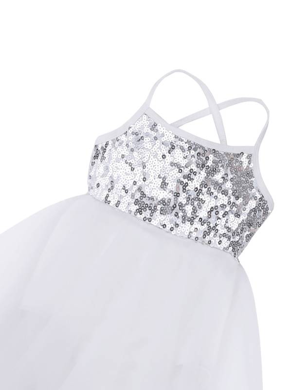 Kids Girls Sequins Tulle Ballet Dance Gymnastics Leotard Dress thumb