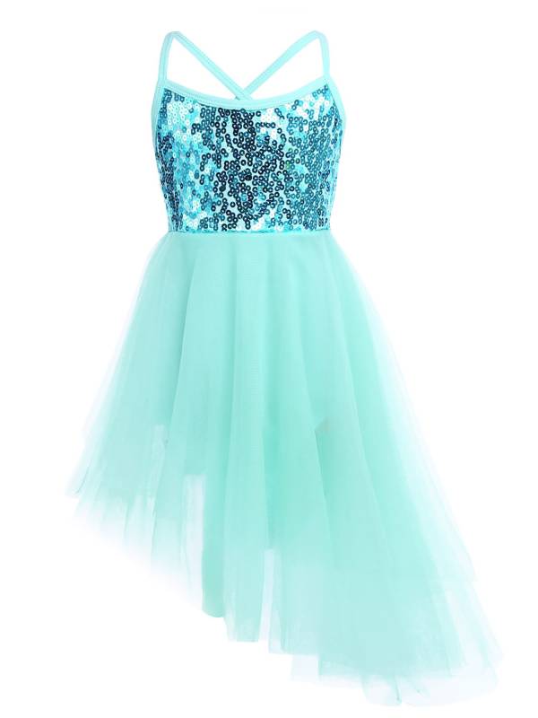 Kids Girls Sequins Tulle Ballet Dance Gymnastics Leotard Dress thumb
