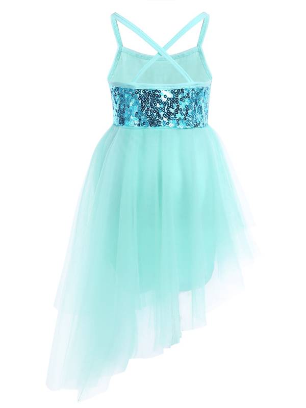 Kids Girls Sequins Tulle Ballet Dance Gymnastics Leotard Dress thumb