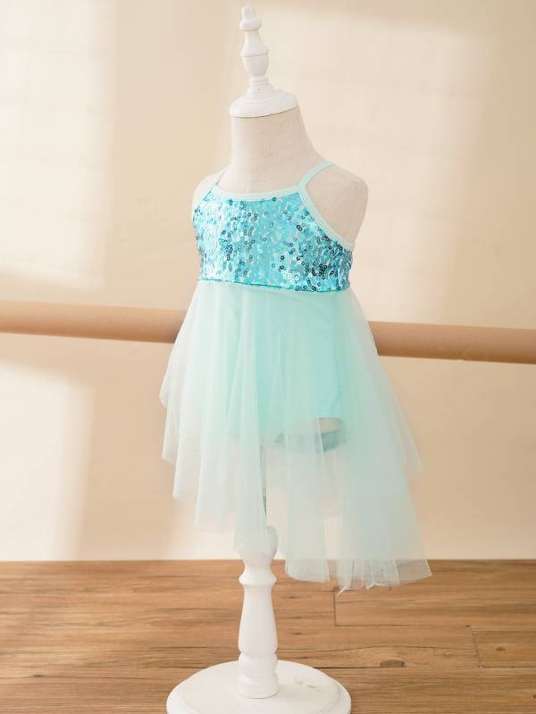 Kids Girls Sequins Tulle Ballet Dance Gymnastics Leotard Dress thumb