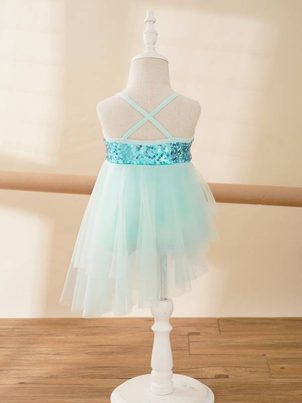 Kids Girls Sequins Tulle Ballet Dance Gymnastics Leotard Dress thumb
