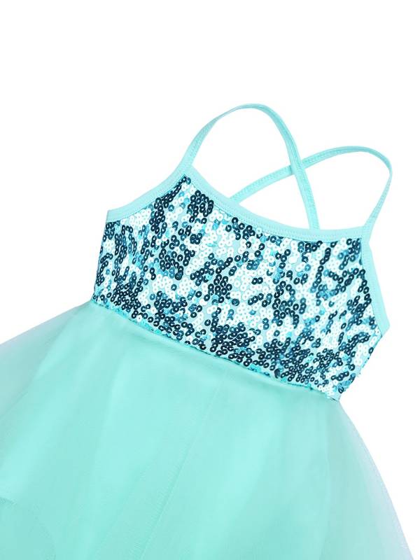 Kids Girls Sequins Tulle Ballet Dance Gymnastics Leotard Dress thumb