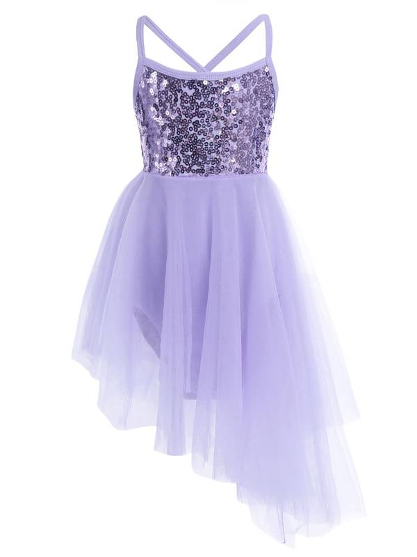 Kids Girls Sequins Tulle Ballet Dance Gymnastics Leotard Dress thumb