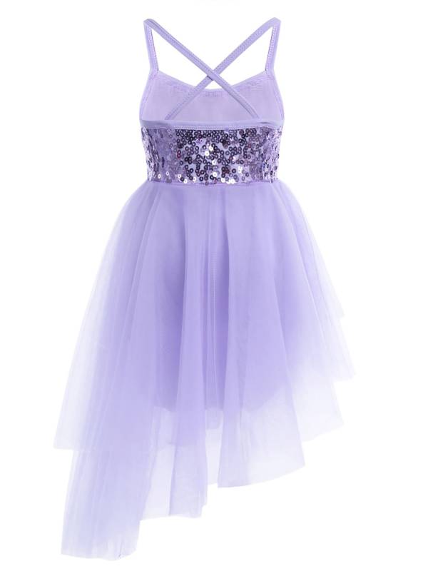 Kids Girls Sequins Tulle Ballet Dance Gymnastics Leotard Dress thumb