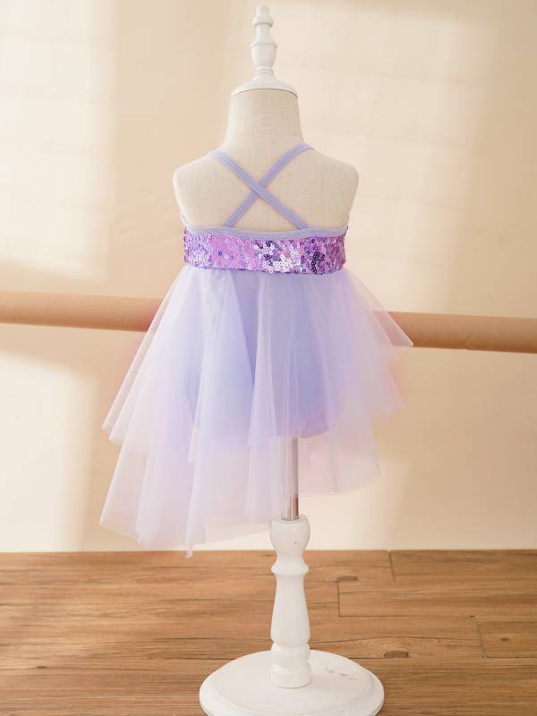 Kids Girls Sequins Tulle Ballet Dance Gymnastics Leotard Dress thumb