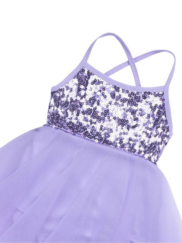 Kids Girls Sequins Tulle Ballet Dance Gymnastics Leotard Dress thumb