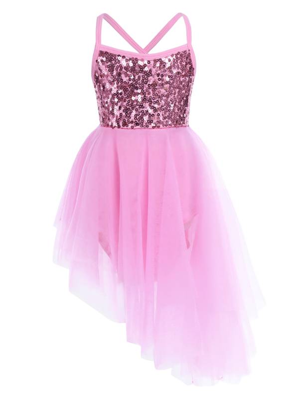 Kids Girls Sequins Tulle Ballet Dance Gymnastics Leotard Dress thumb