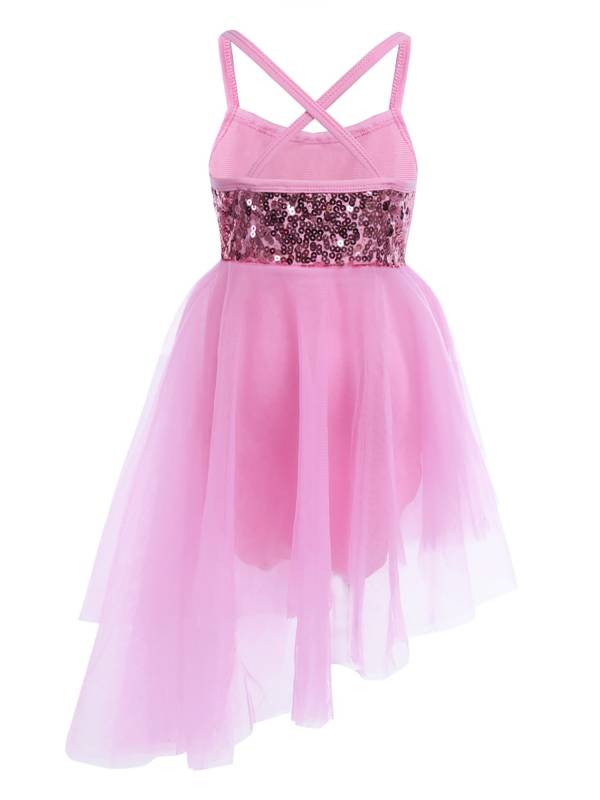 Kids Girls Sequins Tulle Ballet Dance Gymnastics Leotard Dress thumb
