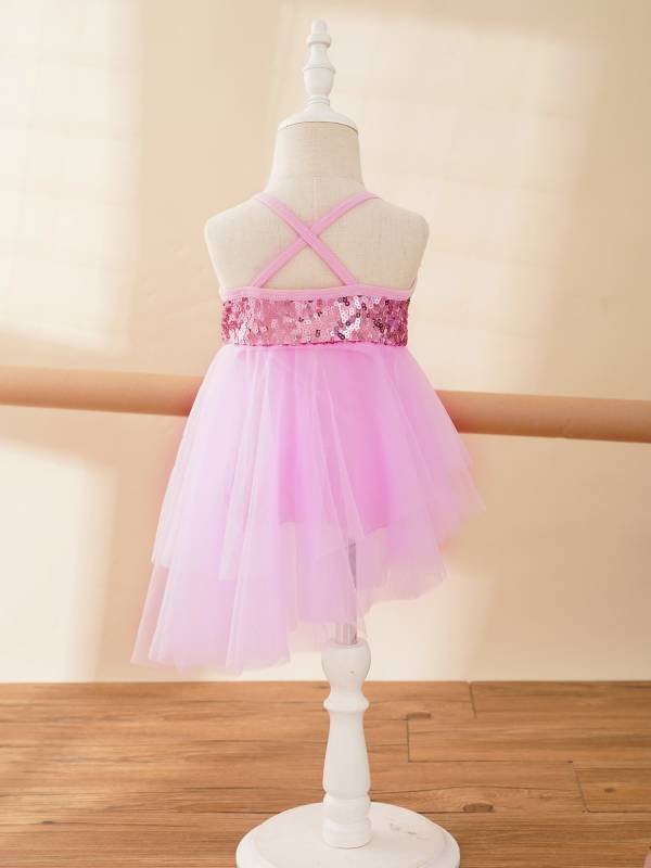 Kids Girls Sequins Tulle Ballet Dance Gymnastics Leotard Dress thumb