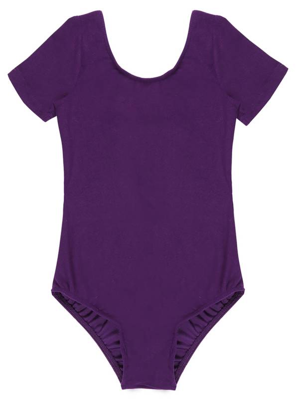 Kids Girls Short Sleeves Stretchy Gym Ballet Dance Leotard thumb