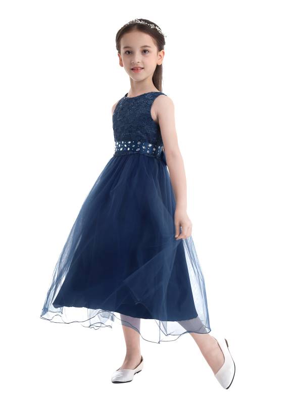 Toddler/Kids Girls Sequined Lace Mesh Flower Girl Dress thumb