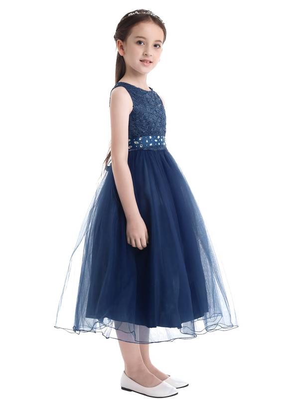 Toddler/Kids Girls Sequined Lace Mesh Flower Girl Dress thumb
