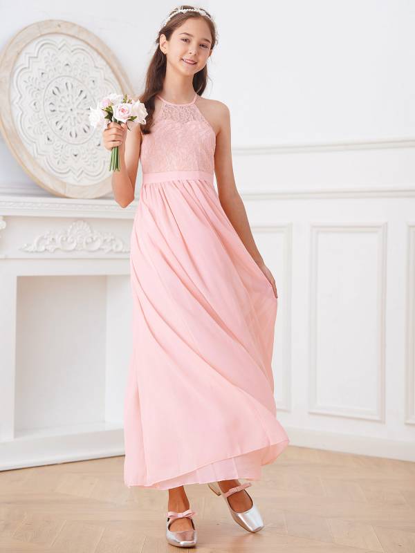 Toddler/Kids Girls Lace Chiffon Junior Bridesmaid Dress thumb