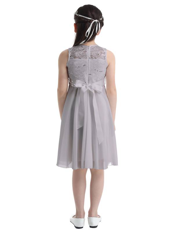 Girls Sequined Lace Chiffon Flower Girls Dresses thumb
