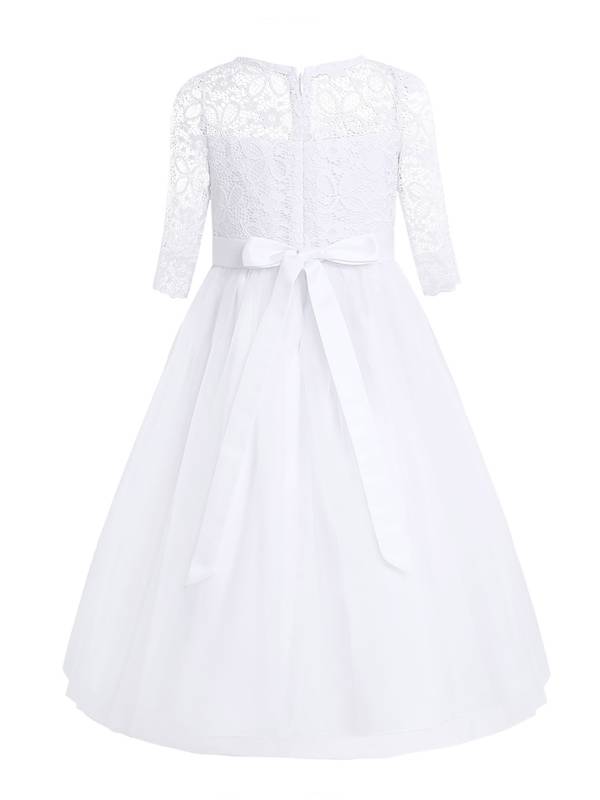 Kids Girls Lace Half Sleeves Tulle Dress thumb