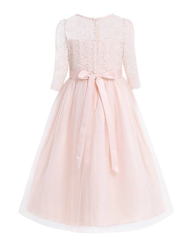 Kids Girls Lace Half Sleeves Tulle Dress thumb