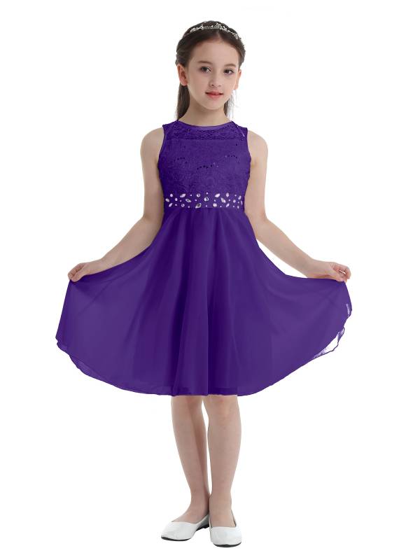 Girls Sequined Lace Chiffon Flower Girls Dresses thumb