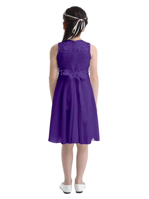 Girls Sequined Lace Chiffon Flower Girls Dresses thumb