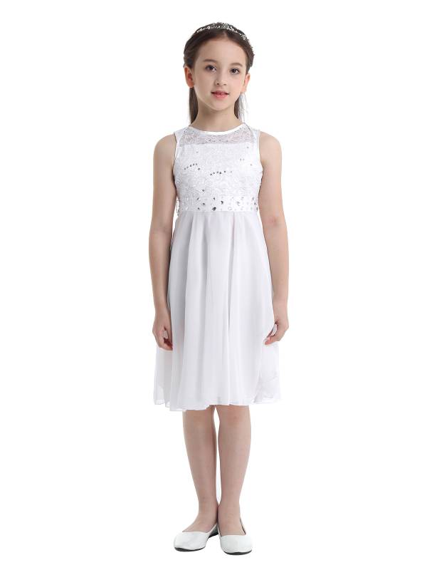Girls Sequined Lace Chiffon Flower Girls Dresses thumb