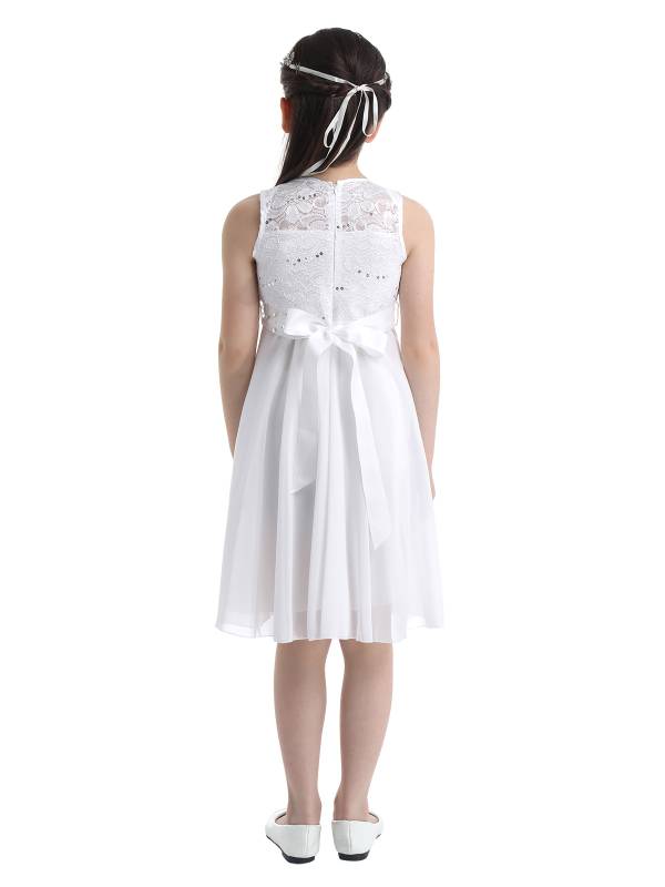 Girls Sequined Lace Chiffon Flower Girls Dresses thumb