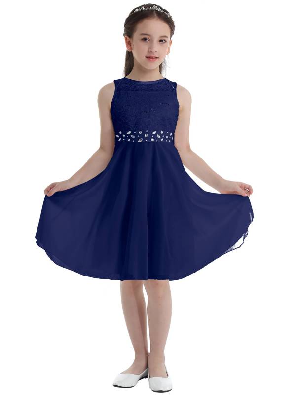 Girls Sequined Lace Chiffon Flower Girls Dresses thumb