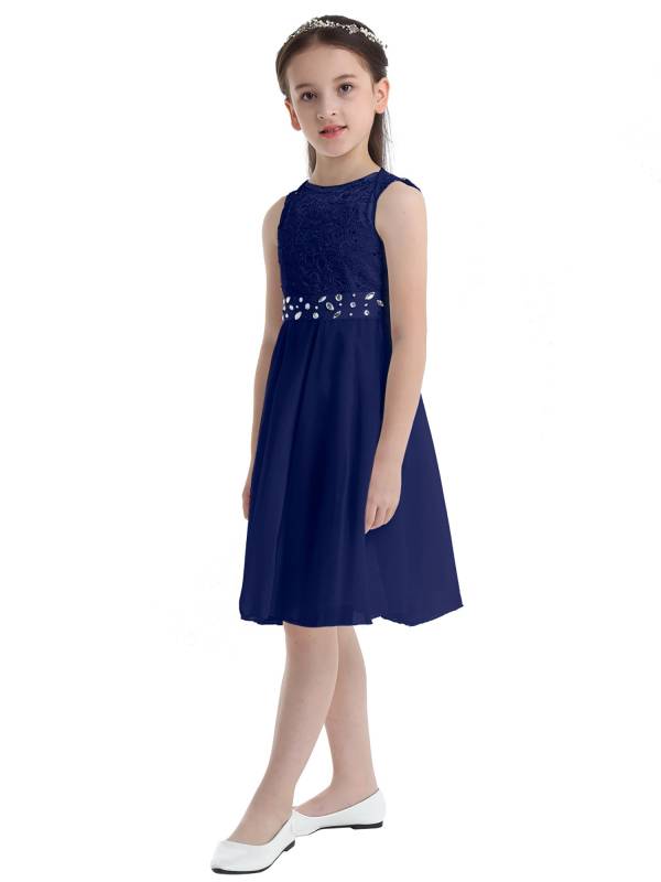 Girls Sequined Lace Chiffon Flower Girls Dresses thumb