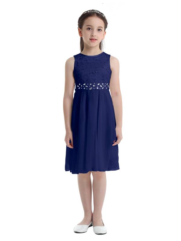 Girls Sequined Lace Chiffon Flower Girls Dresses thumb