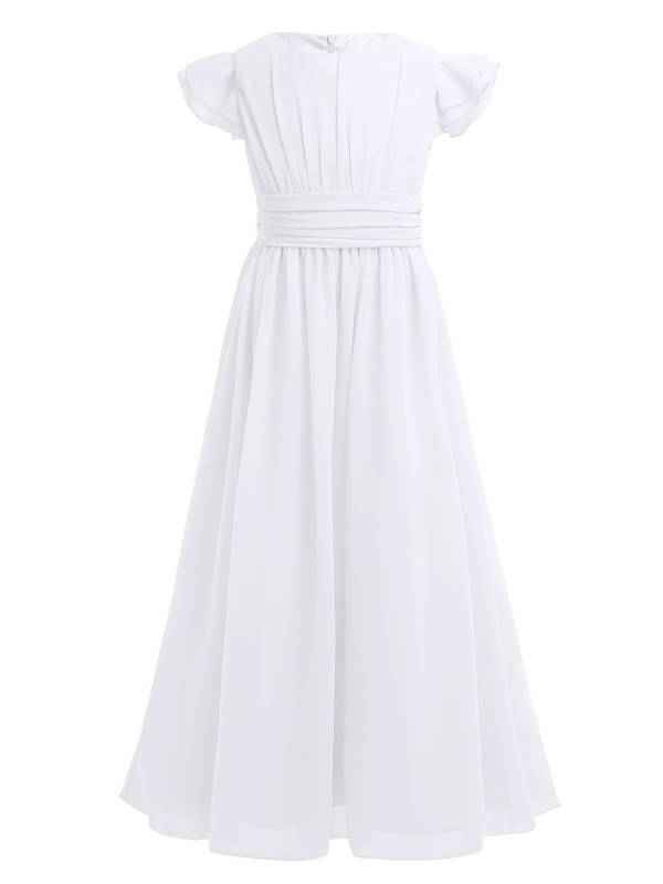 Toddler/Kids Girls Flutter Sleeves Chiffon Maxi Dress thumb