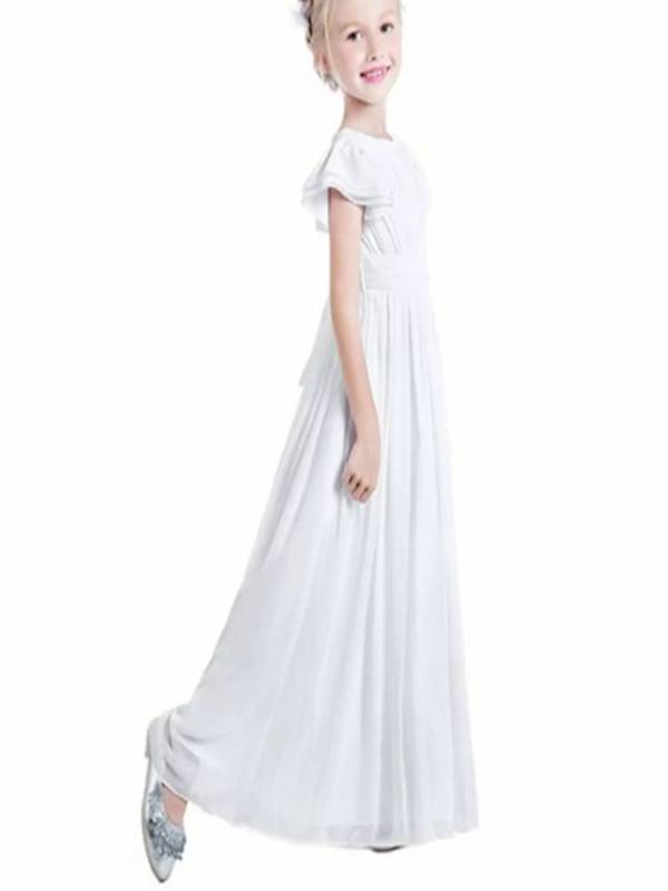 Toddler/Kids Girls Flutter Sleeves Chiffon Maxi Dress thumb