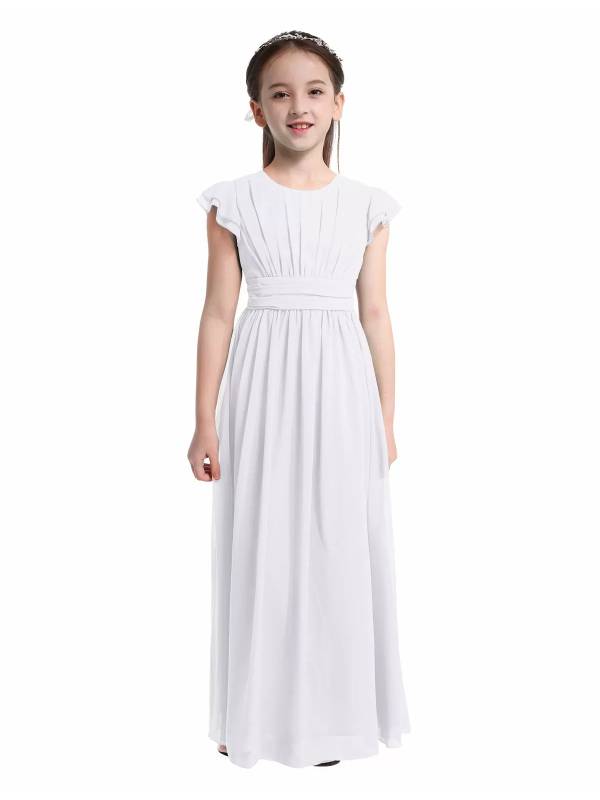 Toddler/Kids Girls Flutter Sleeves Chiffon Maxi Dress thumb