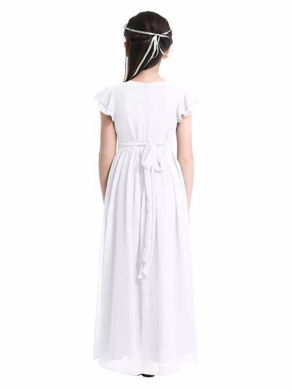 Toddler/Kids Girls Flutter Sleeves Chiffon Maxi Dress thumb